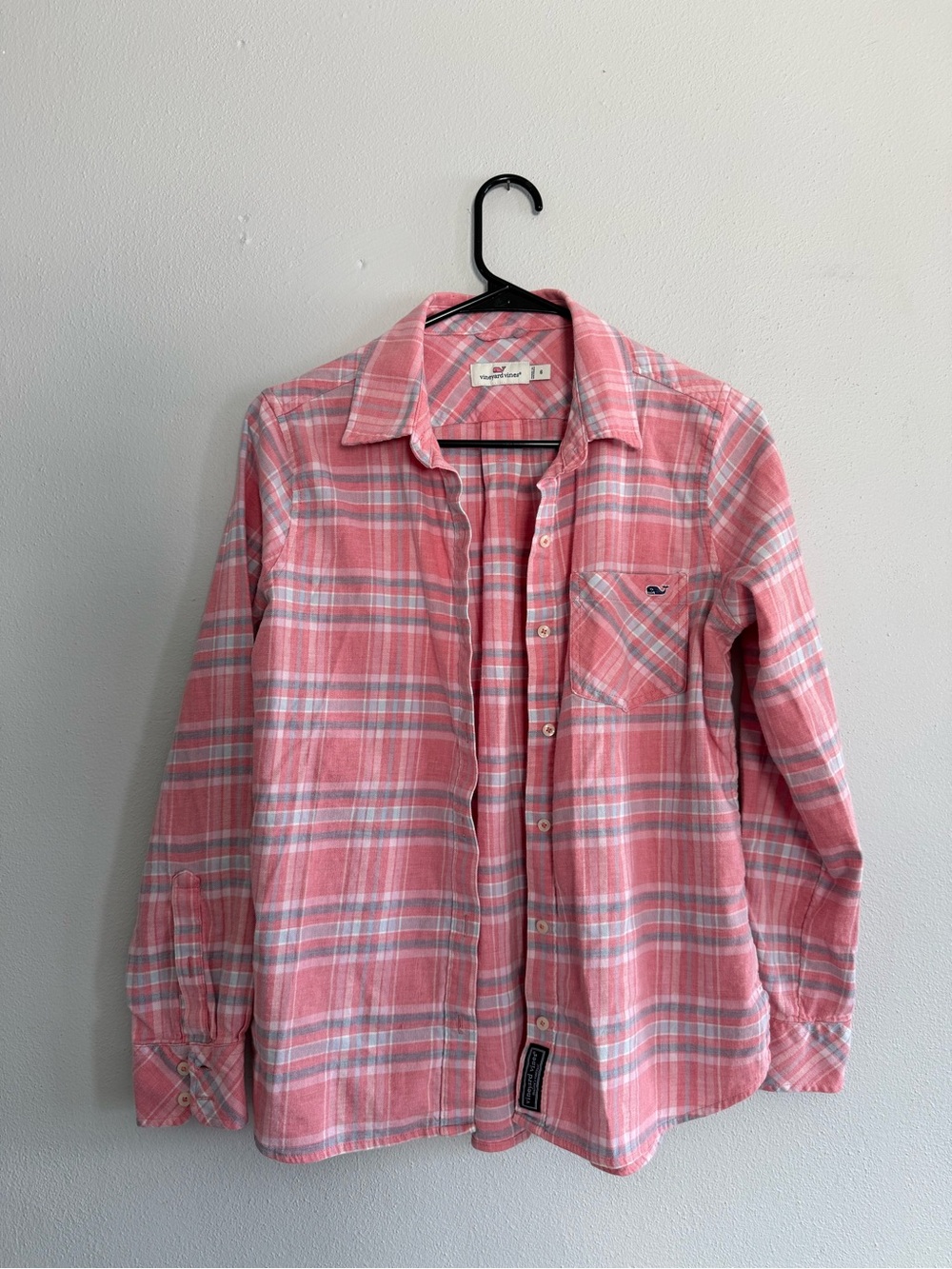 Vineyard Vines Women’s Pink Plaid Linen Blend Button Down Shirt - Size 6